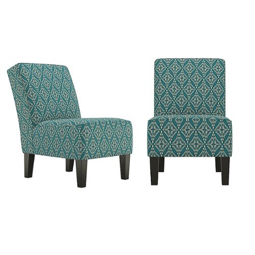 

Handy Living - Bryce Transitional Armless Diamond Medallion Accent Chairs (set of 2) - Cerulean Blue