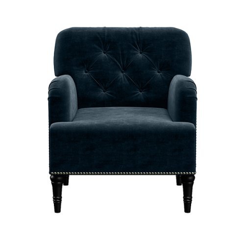 

Handy Living - Kibby Traditional Velvet Armchair - Navy Blue