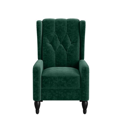 

ProLounger - Feigin Velvet Wingback Pushback Recliner Chair - Emerald Green