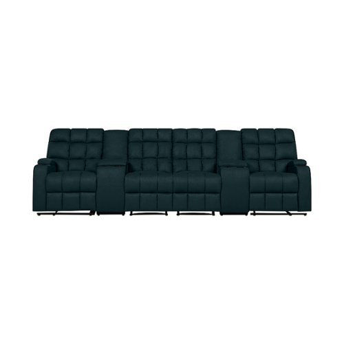 

ProLounger - Skarn Microfiber 4 Seat Wall Hugger Modular Reclining Sofa With Power Storage Consoles - Deep Blue