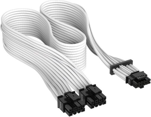 Image of CORSAIR - 2’ Premium Individually Sleeved 12+4pin PCIe Gen 5 Type-4 600W 12VHPWR Cable - White