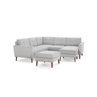 Burrow - Mid-Century Nomad 5-Seat Corner Sectional with Chaise and Ottoman - Crushed Gravel