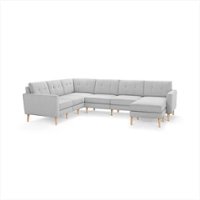 Burrow - Mid-Century Nomad 6-Seat Corner Sectional with Chaise - Crushed Gravel