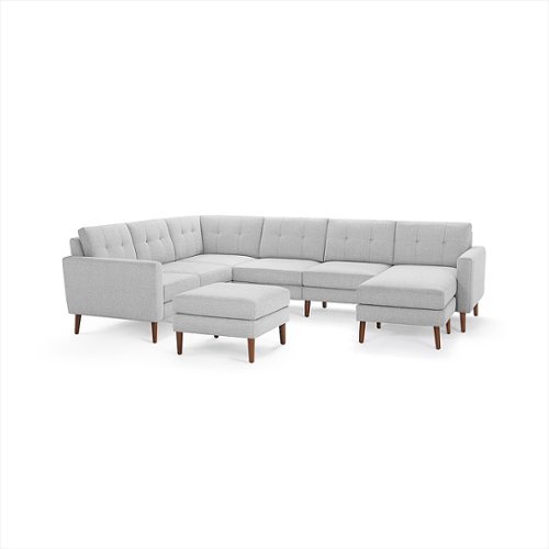 

Burrow - Mid-Century Nomad 6-Seat Corner Sectional with Chaise and Ottoman - Crushed Gravel