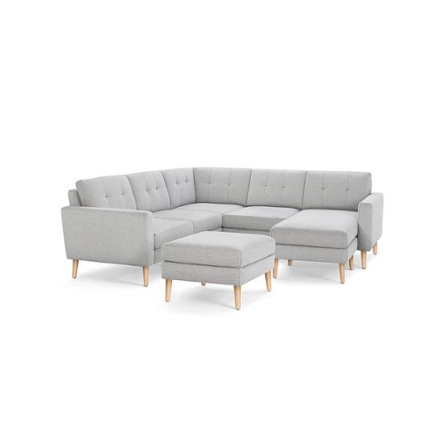 

Burrow - Mid-Century Nomad 5-Seat Corner Sectional with Chaise and Ottoman - Crushed Gravel