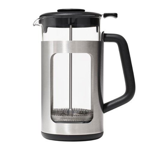 OXO - Brew French Press 8 Cup Coffee Maker with GroundsLifter - Black-Front_Standard 