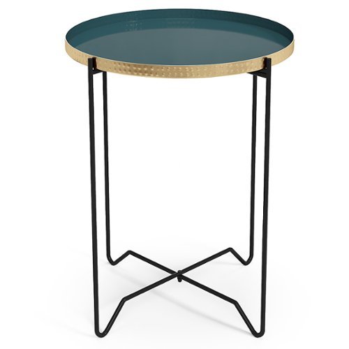 

Simpli Home - Layton Round Metal Side Table - Teal
