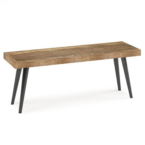 Simpli Home - Durham Solid Mango Wood 43 inch Wide Industrial Contemporary Bench in - Distressed Natural