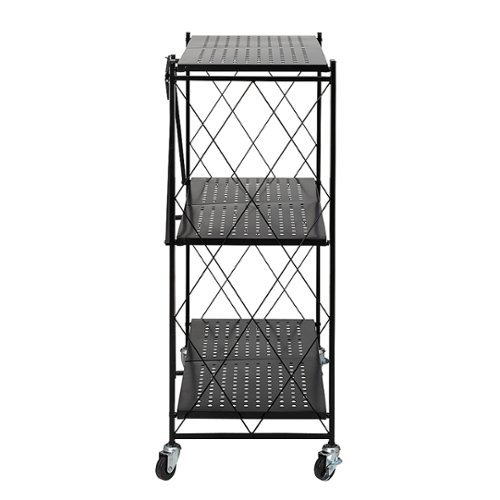

Honey-Can-Do - Collapsible 3-Tier Metal Shelf on Wheels - Black