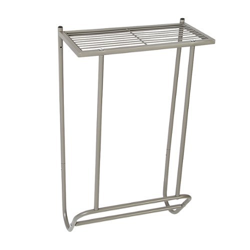 

Honey-Can-Do - Steel Wall-Mounted Bathroom Towel Holder with Shelf - Satin Nickel