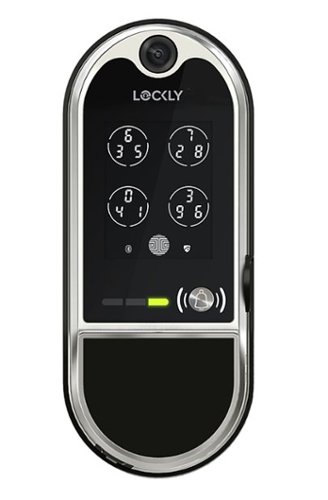 Lockly - Vision Elite Smart Lock Deadbolt with with App/Keypad/Biometric/Voice Assistant/Key Access Solar Charging - Satin Nickel