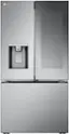 Front. LG - Counter-Depth MAX 25.5 Cu. Ft. French Door Smart Refrigerator with Mirror InstaView - Printproof Stainless Steel.