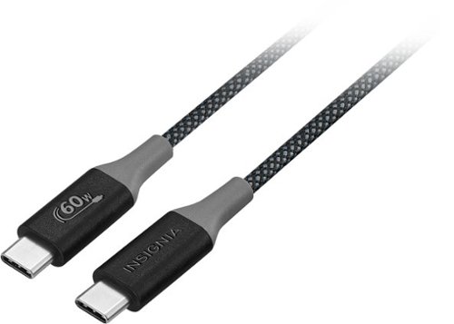 Insignia™ - 8ft 60W USB-C to USB-C Charge-and-Sync Braided Cable - Black-Front_Standard