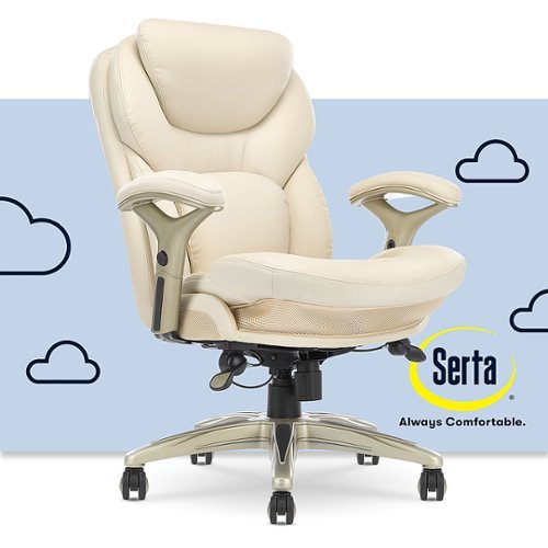

Serta - Upholstered Back in Motion Health & Wellness Office Chair with Adjustable Arms - Bonded Leather - Ivory