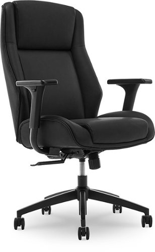 

Thomasville - Darius Bonded Leather Executive Modern Office Chair with Adjustable Arms - Black