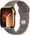 Apple Watch Series 9 (GPS + Cellular) 41mm Gold Stainless Steel Case with Clay Sport Band with Blood Oxygen - M/L - Gold - (2023)-Front_Standard