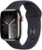 Apple Watch Series 9 (GPS + Cellular) 41mm Graphite Stainless Steel Case with Midnight Sport Band w/ Blood Oxygen - S/M - Graphite - (2023)-Front_Standard