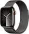 Apple Watch Series 9 (GPS + Cellular) 41mm Graphite Stainless Steel Case with Graphite Milanese Loop with Blood Oxygen - Graphite - (2023)-Front_Standard