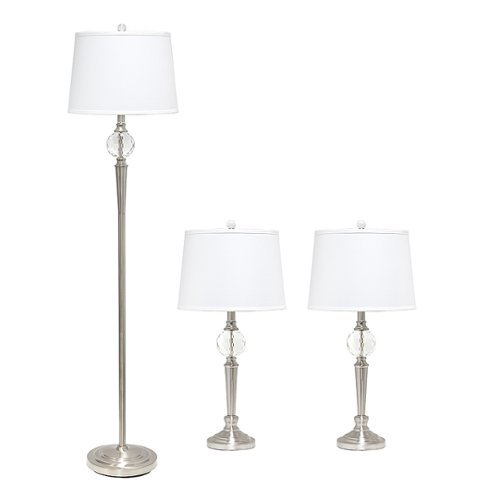 

Lalia Home Crystal Drop Table and Floor Lamp Set - Brushed Nickel