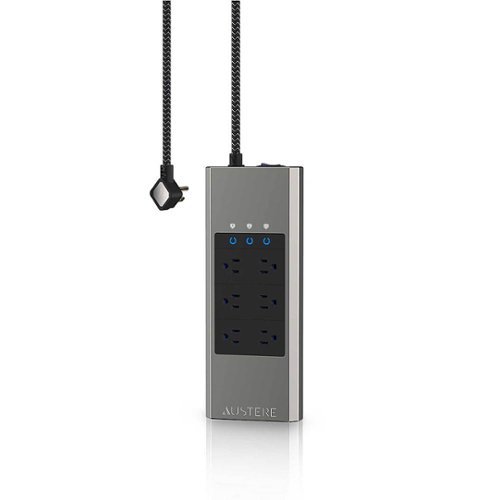 Austere - VII Series Power 6-Outlet/5-USB 4,000 Joules Surge Protector Strip - Silver and Black