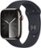 Apple Watch Series 9 (GPS + Cellular) 45mm Graphite Stainless Steel Case with Midnight Sport Band w/ Blood Oxygen - S/M - Graphite - (2023)-Front_Standard