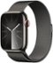 Apple Watch Series 9 (GPS + Cellular) 45mm Graphite Stainless Steel Case with Graphite Milanese Loop with Blood Oxygen - Graphite - (2023)-Front_Standard