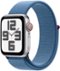 Apple Watch SE 2nd Generation (GPS + Cellular) 40mm Silver Aluminum Case with Winter Blue Sport Loop - Silver - (2022)-Front_Standard