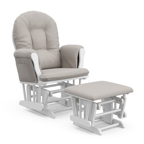 

Storkcraft - Hoop Glider and Ottoman - White/Taupe Swirl