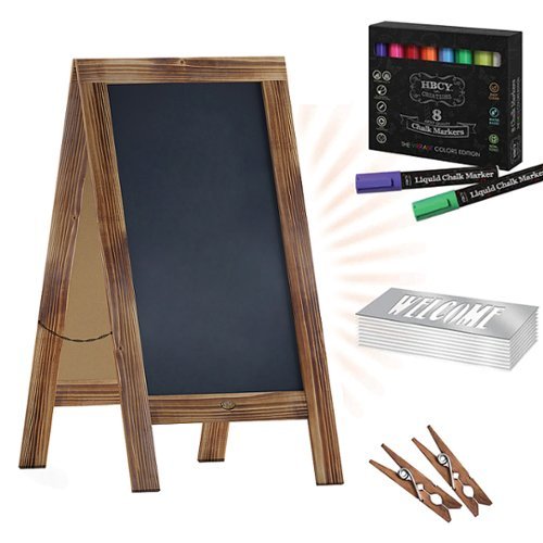 

Flash Furniture - Canterbury 20"W x 2-26"D x 40"H Magnetic A-Frame Chalkboard - Rustic Brown