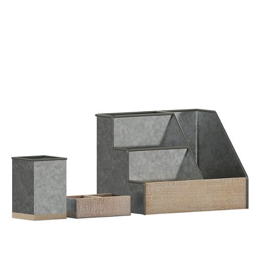

Flash Furniture - Comerford 9.75"W x 6"D x 7.25"H Desk Organizer - Galvanized