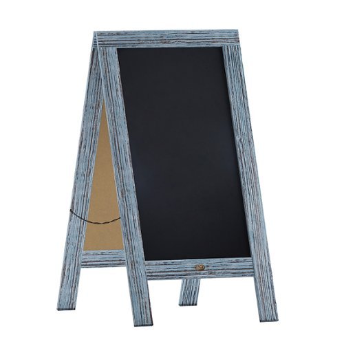 Flash Furniture - Canterbury 20"W x 2-26"D x 40"H Magnetic A-Frame Chalkboard - Rustic Blue
