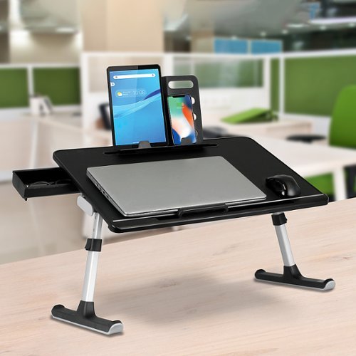 Aluratek Adjustable non-slip Laptop Stand/Table with Drawer and Tablet Holder - Black SHOP ONLINE