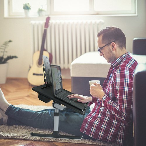 Aluratek Adjustable non-slip Laptop Stand/Table with Drawer and Tablet Holder - Black BUY ONLINE