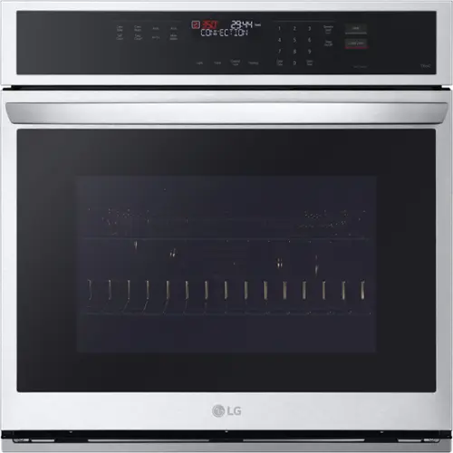 Front. LG - 30" Smart Built-In Single Electric Convection Wall Oven with Air Fry - Stainless Steel.