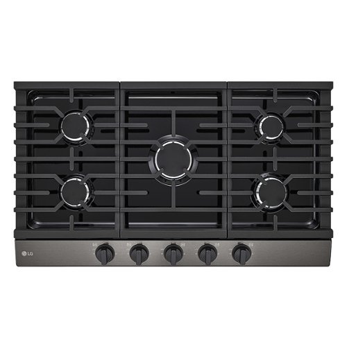 Photos - Cooker LG  36" Built-In Gas Cooktop with 5 Burners and EasyClean - Black Stainle 