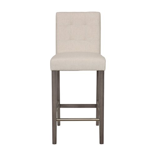 

CorLiving - Leila Fabric Square Tufted Bar Height Barstool - Beige