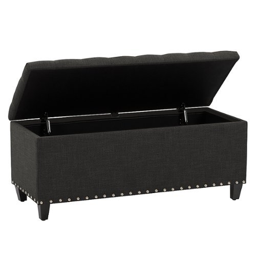 

CorLiving - Boston Tufted Fabric Storage Ottoman - Dark Grey