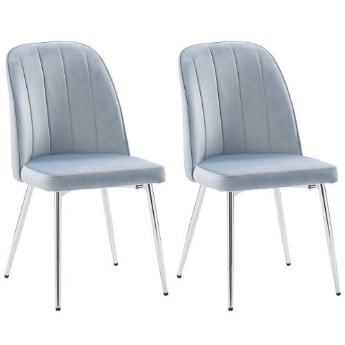 CorLiving - Nash Velvet Channel Tufted Side Chair - Blue