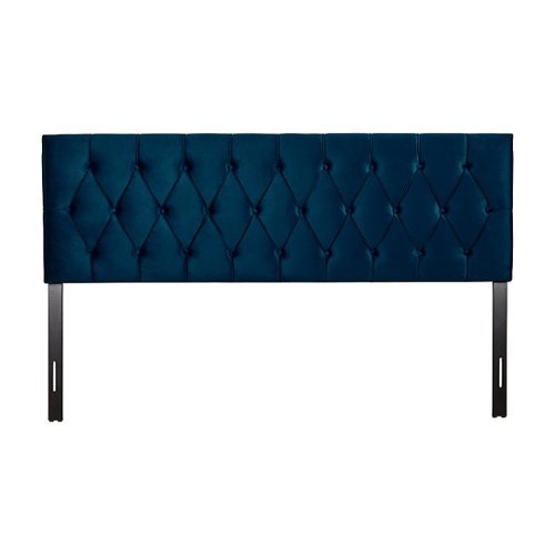 

CorLiving - Catalina Diamond Button Tufted Velvet King Headboard - Navy Blue