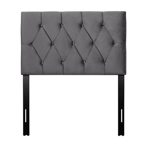 

CorLiving - Catalina Diamond Button Tufted Velvet Twin Headboard - Dark Grey