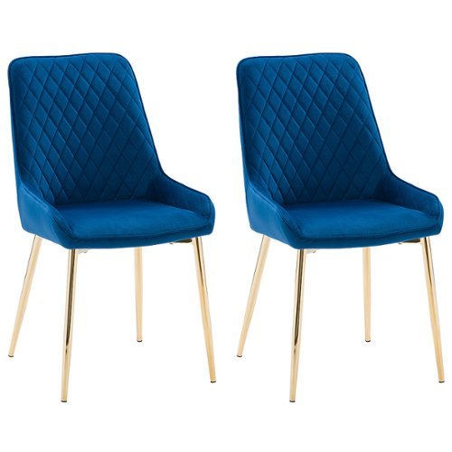 CorLiving - Nash Velvet Channel Tufted Side Chair - Navy Blue