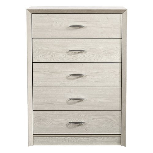 

CorLiving - Newport 5 Drawer Tall Dresser - White Washed Oak