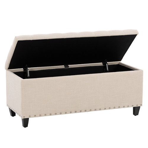 

CorLiving - Boston Tufted Fabric Storage Ottoman - Beige