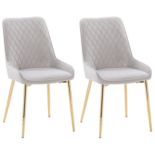 CorLiving - Nash Velvet Channel Tufted Side Chair - Light Grey