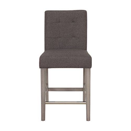 

CorLiving - Leila Fabric Square Tufted Counter Height Barstool - Charcoal Brown