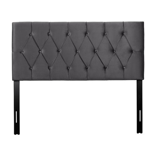 

CorLiving - Catalina Diamond Button Tufted Velvet Full/Double Headboard - Dark Grey