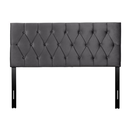 

CorLiving - Catalina Diamond Button Tufted Velvet Queen Headboard - Dark Grey