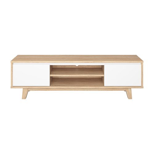 

CorLiving - Fort Worth White and Brown Wood Grain Finish TV Stand for Most TV's up to 68" - Brown and white