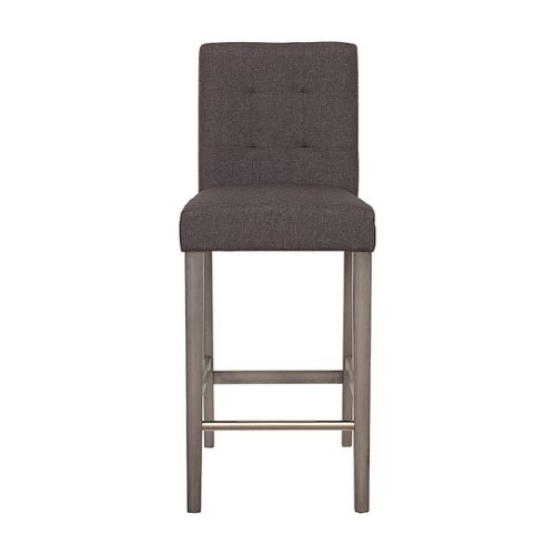 

CorLiving - Leila Fabric Square Tufted Bar Height Barstool - Charcoal Brown