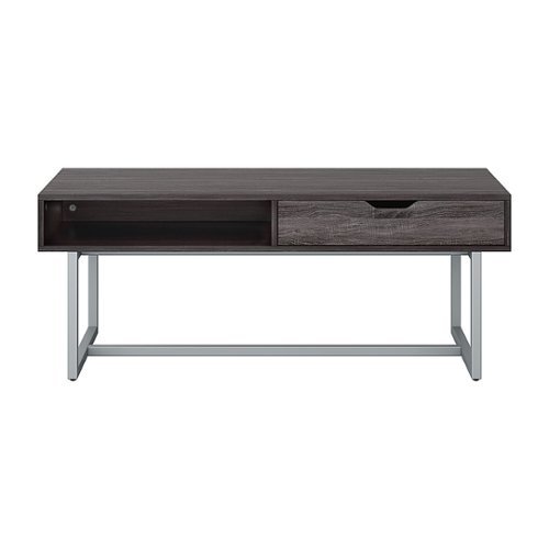 

CorLiving - Auston Single Drawer Wood Grain Finish Coffee Table - Grey